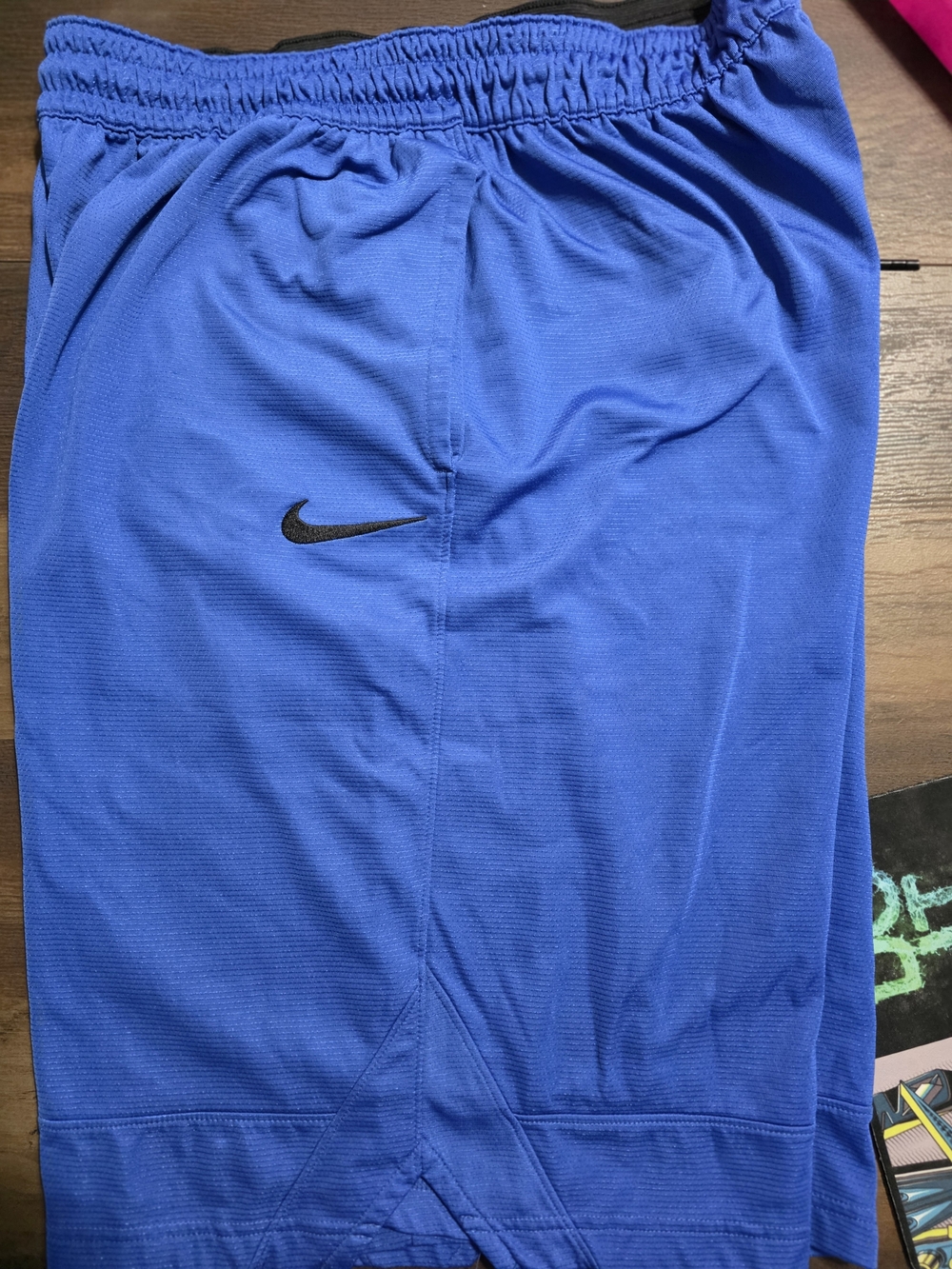Nike Men’s Blue Athletic Shorts with Black Swoosh